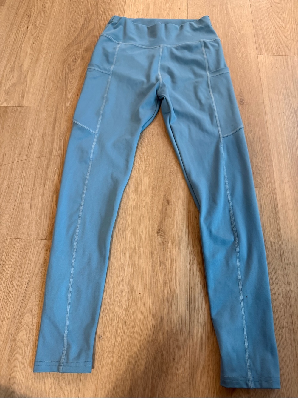 Blue Active Leggings with Side Pockets adult small